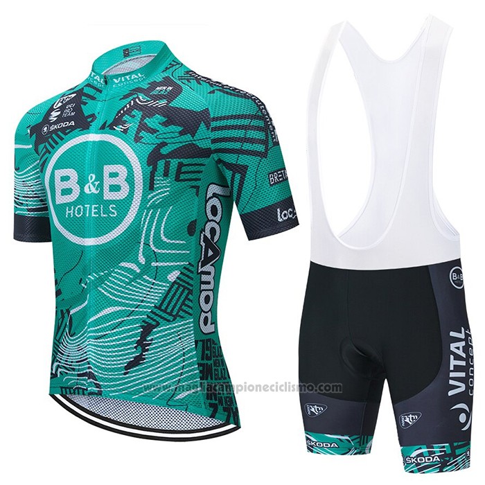 2021 Abbigliamento Ciclismo Vital Concept-BB Hotels Verde Manica Corta e Salopette